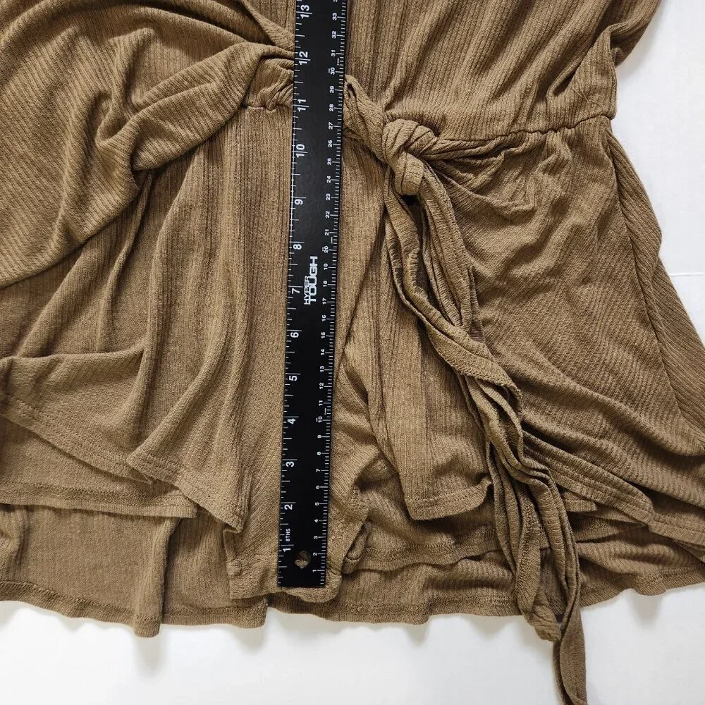 Free People Beach Lively Romper S Olive Green‎ Long Sleeve V-Neck Button Front